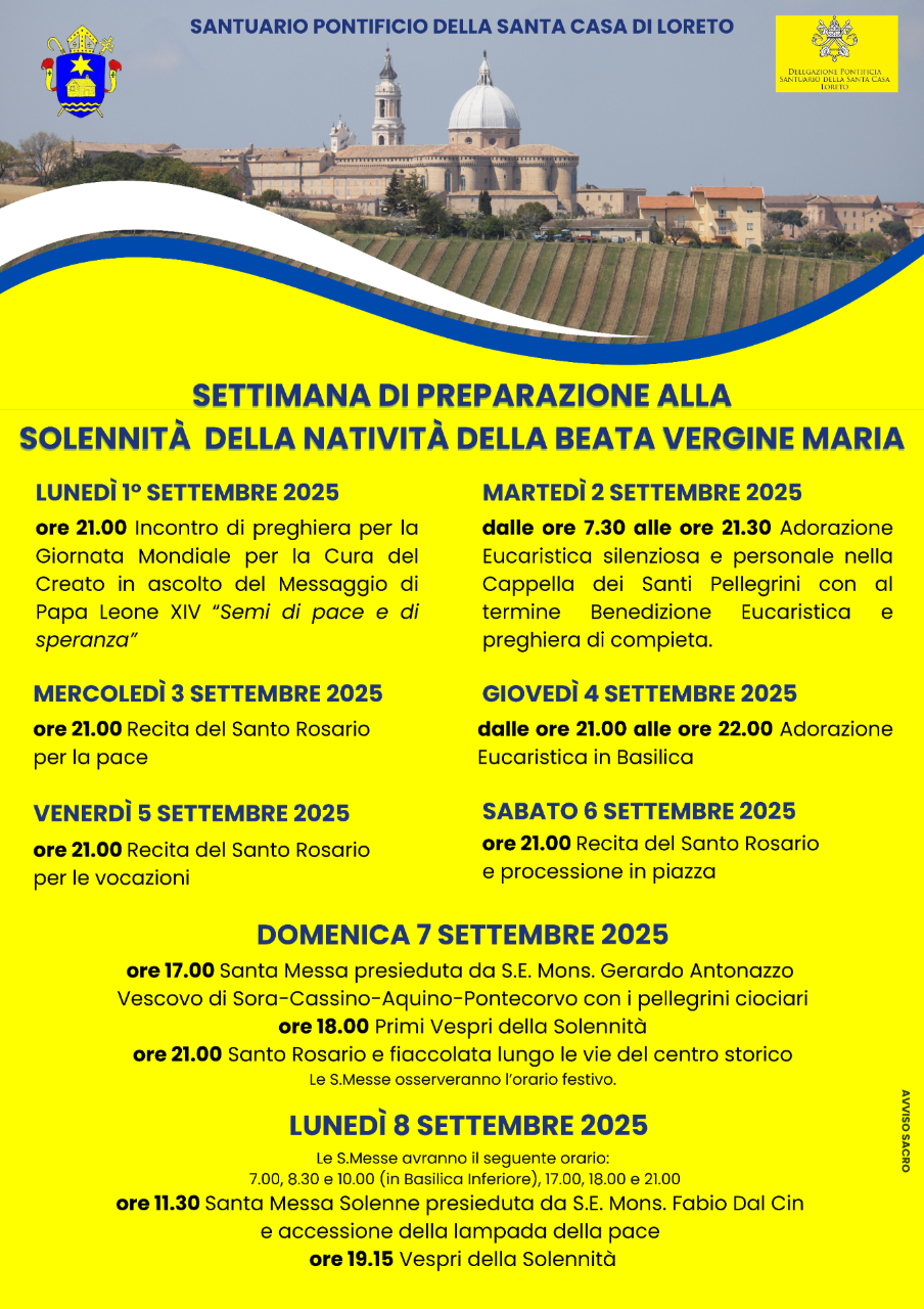PROGRAMMA: In preparazione alla Solennità della Natività di Maria