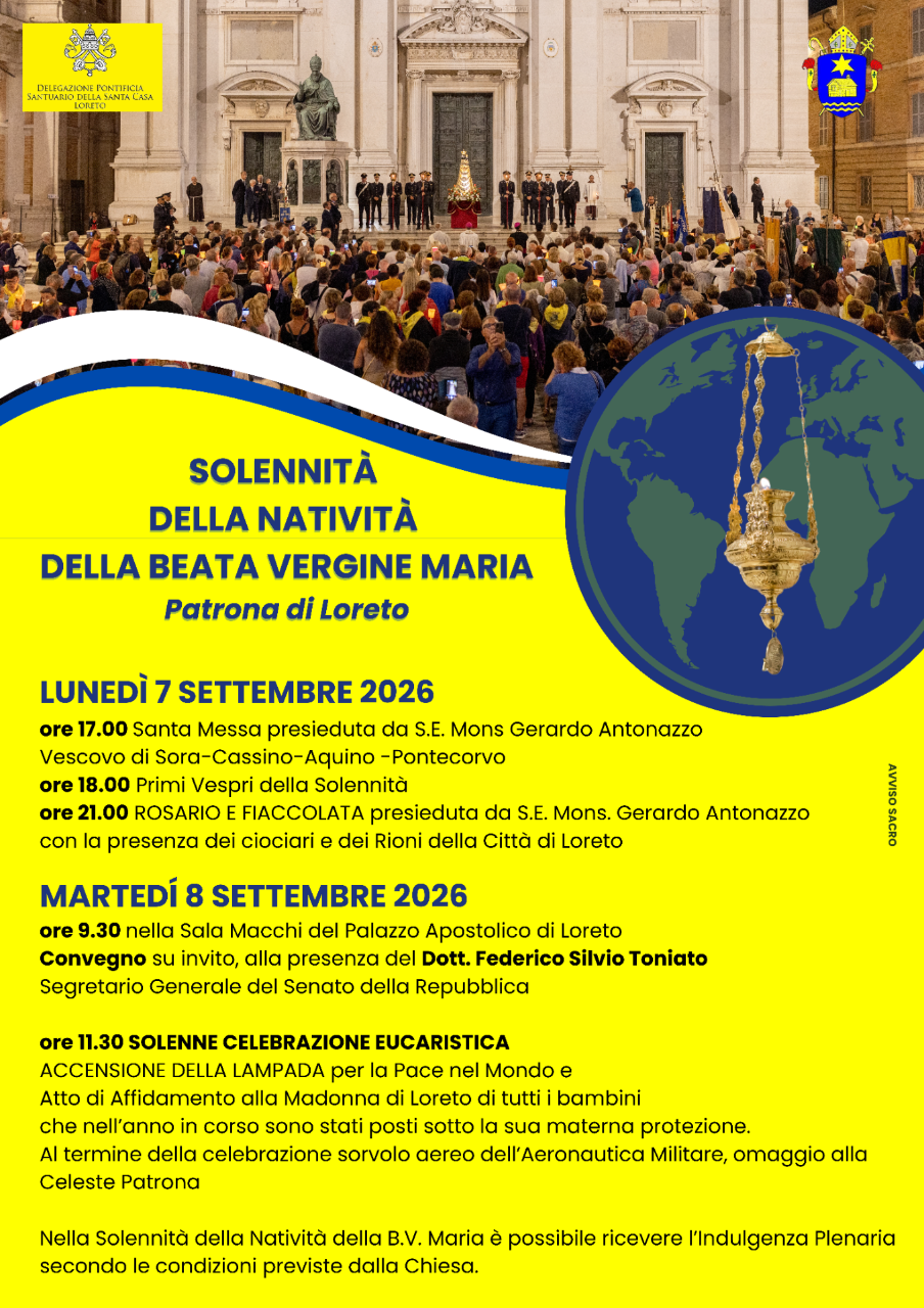 IL SANTUARIO DELLA SANTA CASA SI PREPARA ALLA SOLENNITÀ DELLA NATIVITÀ DELLA BEATA VERGINE MARIA