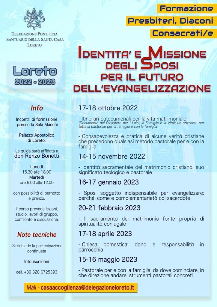 2022/2023 Formazione per presbiteri, diaconi, consacrati e consacrate